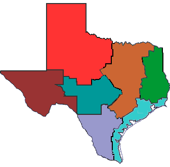 Texas Map 4 Regions